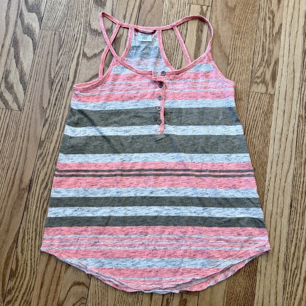 Union Bay Striped Racerback Tank Top Women's Y2K‎ Medium Henley Juniors